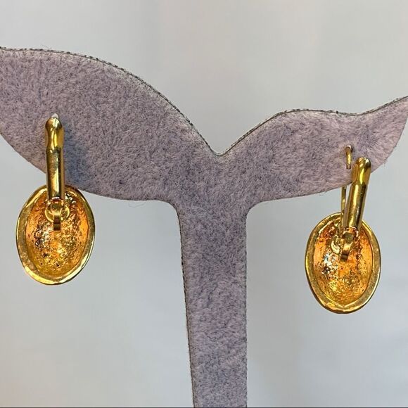GOLD dangling rhinestone embellished earrings - Picture 4 of 8